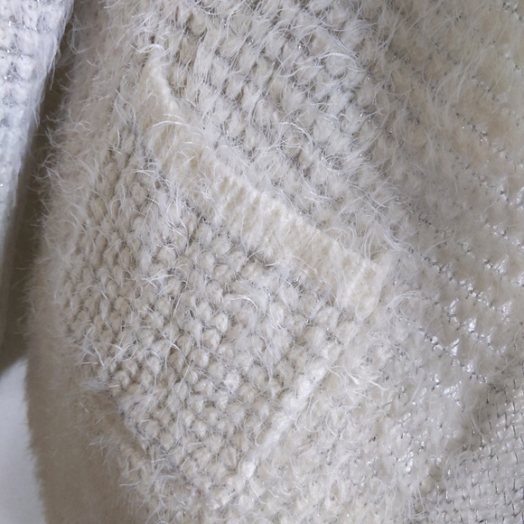 XOXO Ivory Fuzzy Cardigan Sweater Women’s | Open Front Cozy Layering Top - Picture 7 of 10